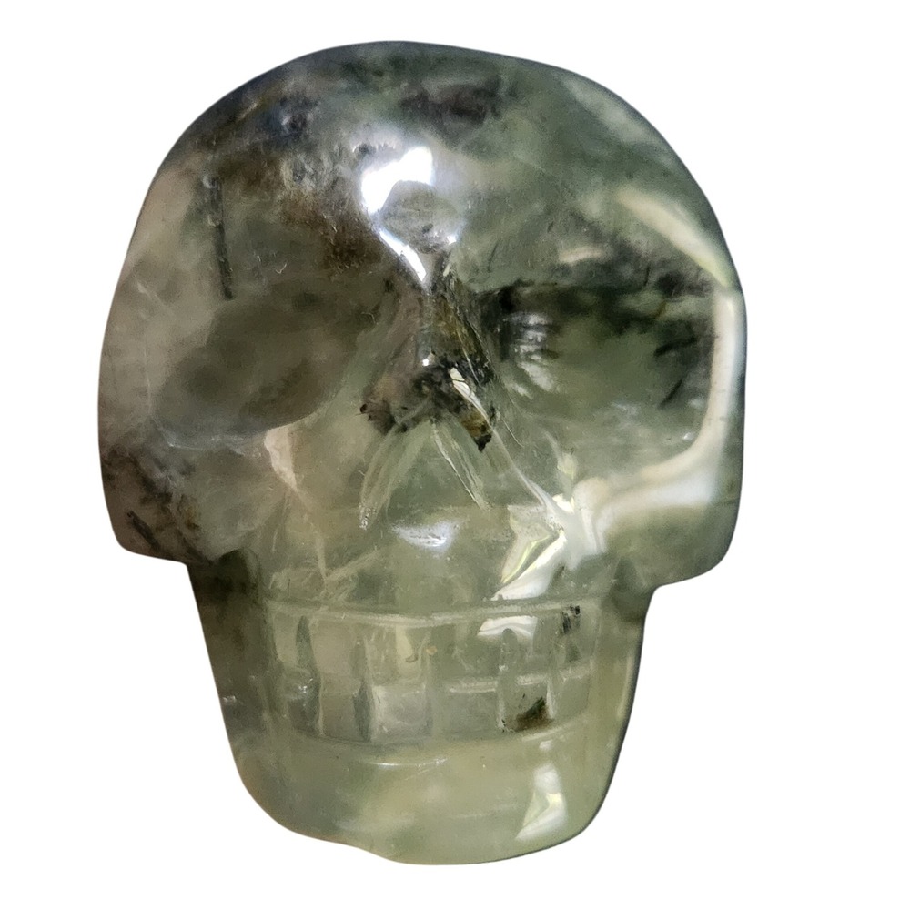 NWOT Green Prehnite Gemstone Skull Hand Carved Stone Of‎ Unconditional Love